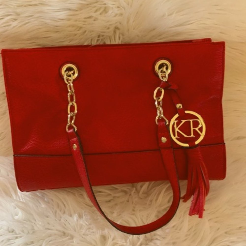 Kim Rogers Two Strap Red Purse Shoulder Bag Like New Condition